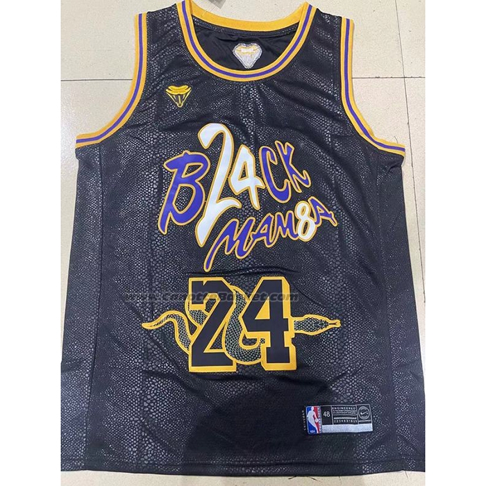Maglia Los Angeles Lakers Kobe Bryant #24 Black Mamba Snakeskin Nero
